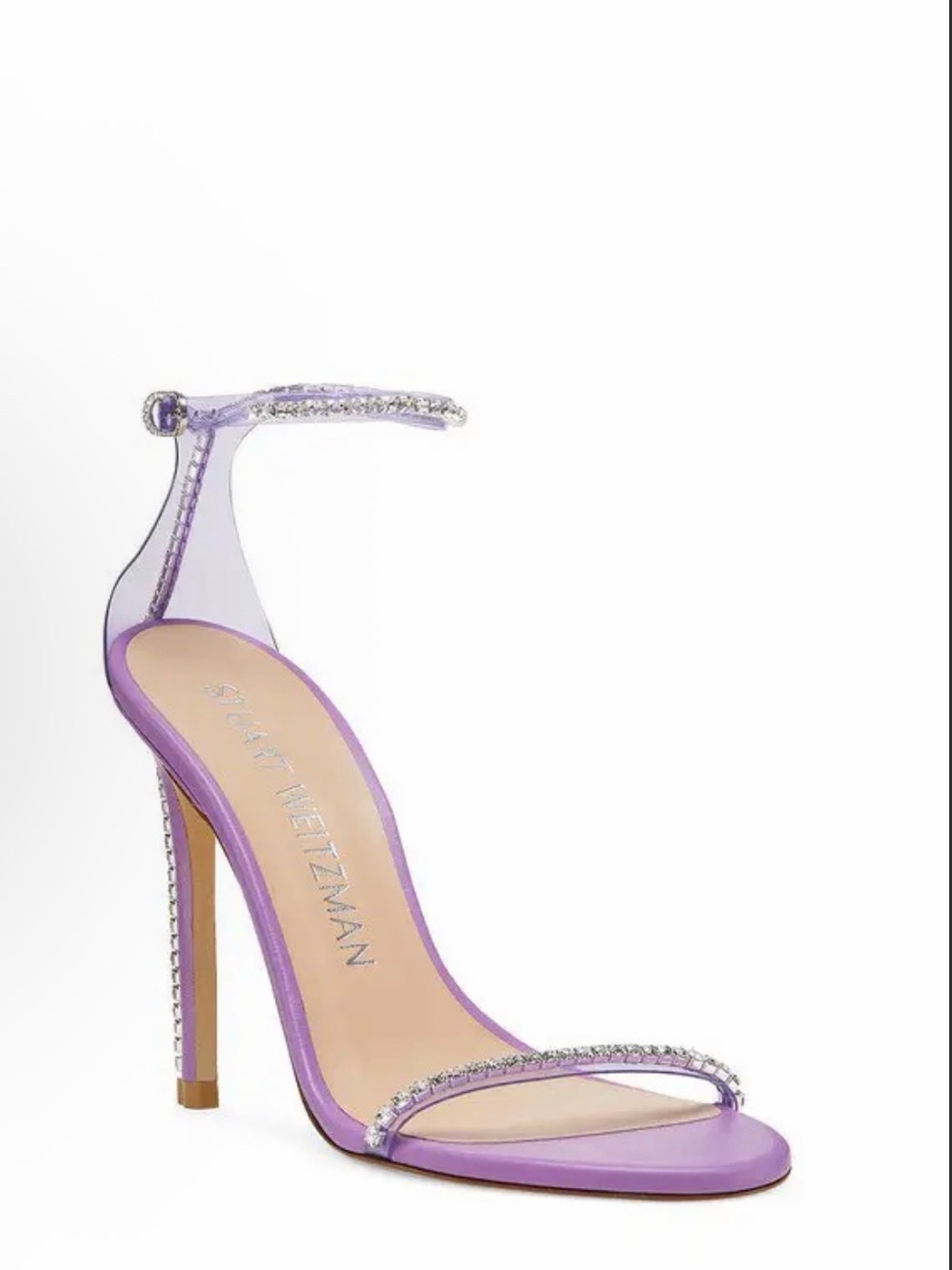 Stuart Weitzman Lilac Clear PVC Ankle Strap Crystal Sandals